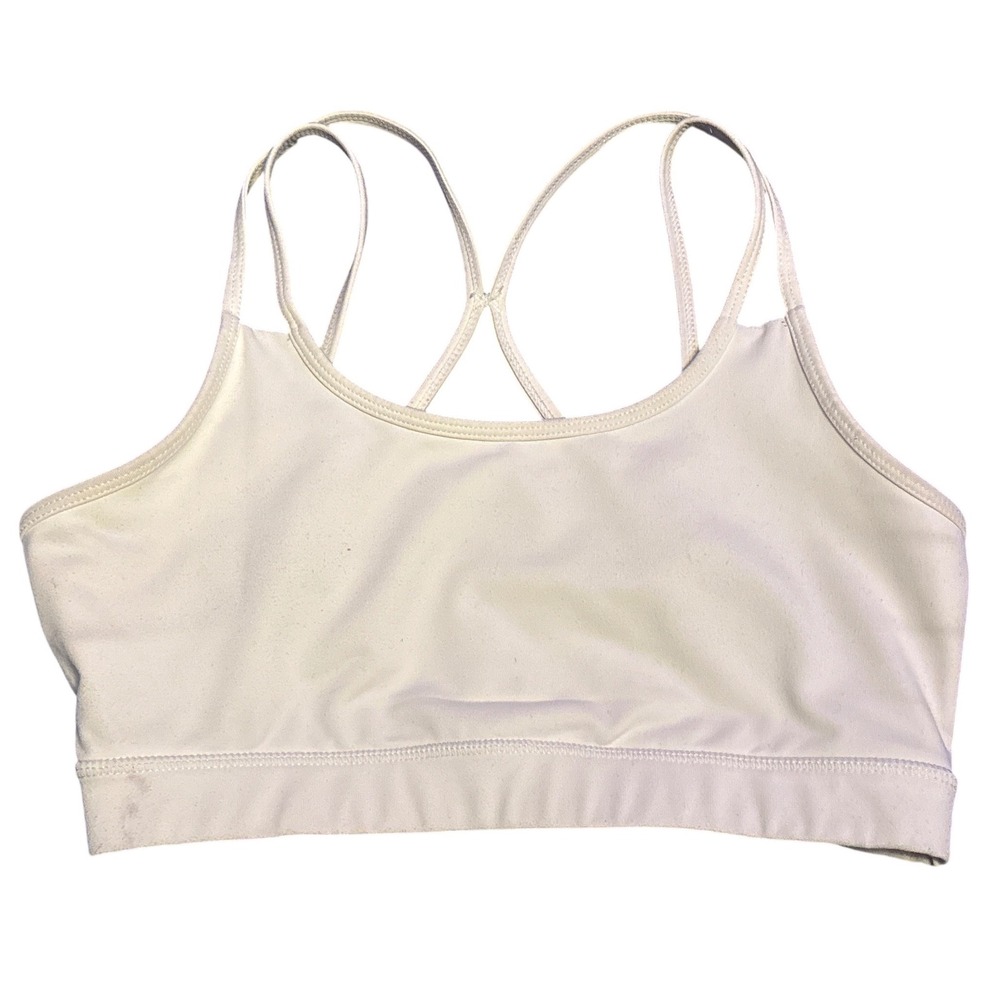 Gaiam White Strappy Cross Back Yoga Sports Bra Wireless Women's Size S